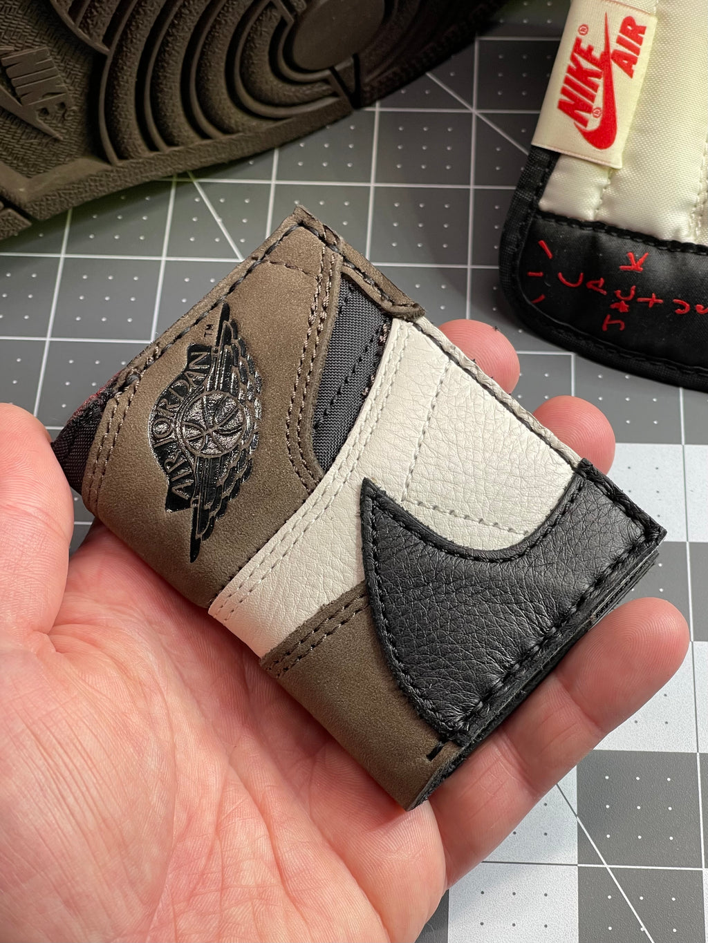 Upcycled Travis Scott Mocha 1 Bifold Cardholder Wallet