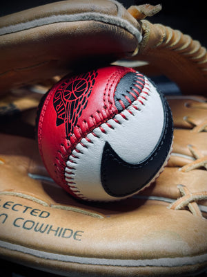 Upcycled AJ1 Bred Toe Baseball w/ Display Case (Limited Edition)