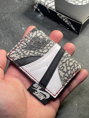 Upcycled AJ1 White Cement Bifold Cardholder